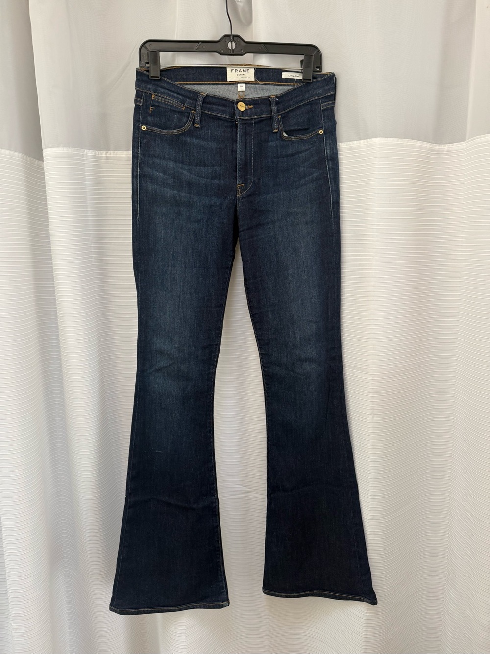 Frame Denim Dark Blue High-Rise Flare Jeans